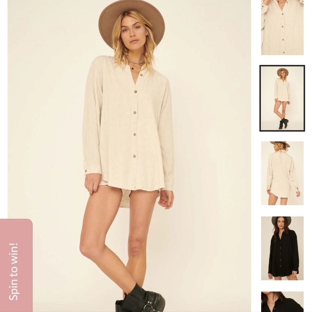 Women's Promesa Off the Clock Layered Button-Down Shirt Romper